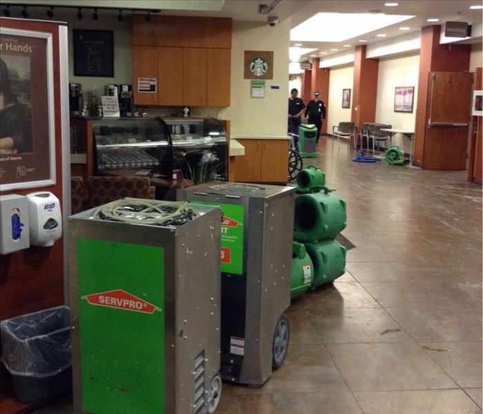 drying equipment staged at the entry of a local hospital that had a water damage. 