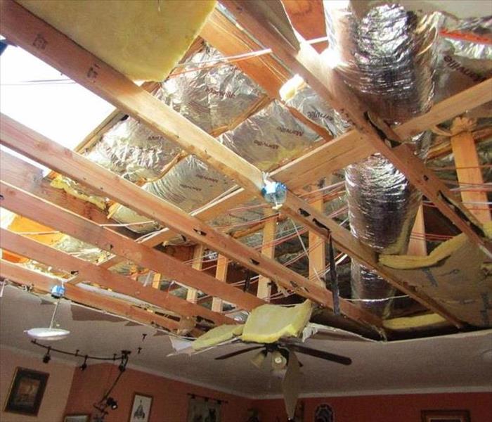 Inside Damage to Roof and inner ceiling during a Monsoon Storm
